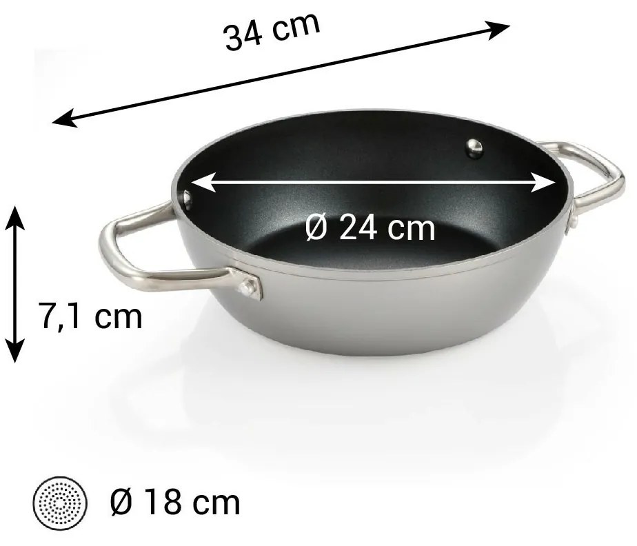 Tescoma GrandCHEF+ mély serpenyő, 24 cm átmérőjű,2 fogantyúval, 24 cm átmérőjű