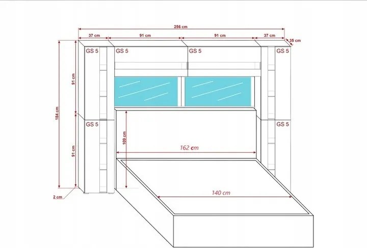 Prince Panama 14 hálószoba bútor magasfényű fehér (256cm)