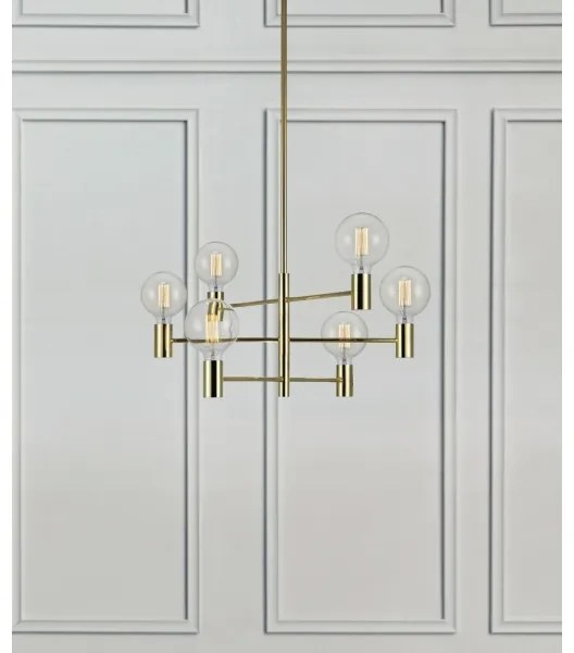 Markslöjd 106418 - Csillár rúdon CAPITAL 6xE27/60W/230V sárgaréz