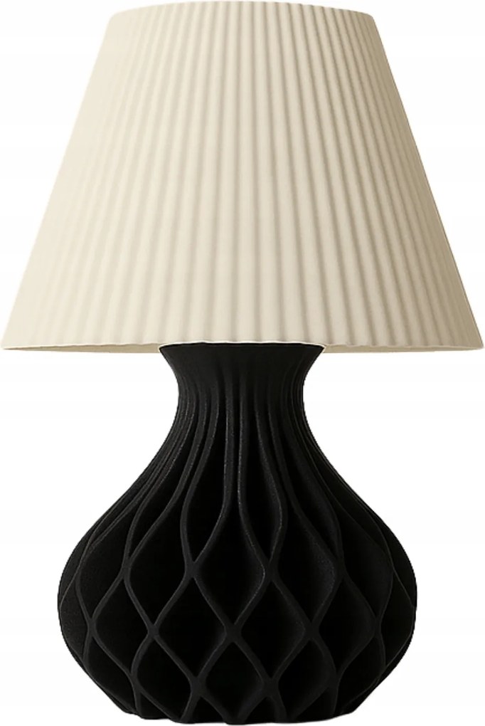 Karu Charcoal lámpa, fekete matt, pliszírozott lámpabúra, Led E27