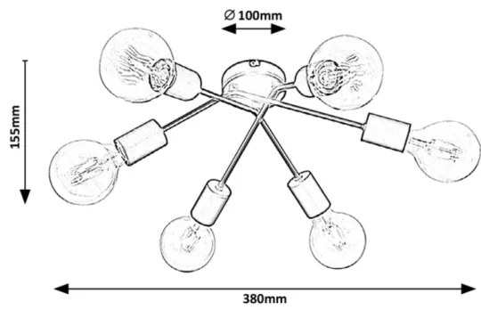 Rabalux 3990 - Felületre szerelhető csillár LAMAR 6xE27/40W/230V