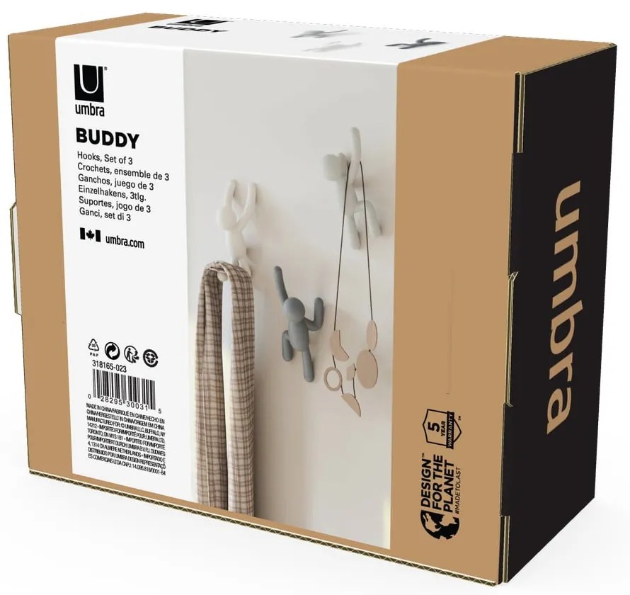Fali műanyag akasztó szett 3 db-os Buddy – Umbra