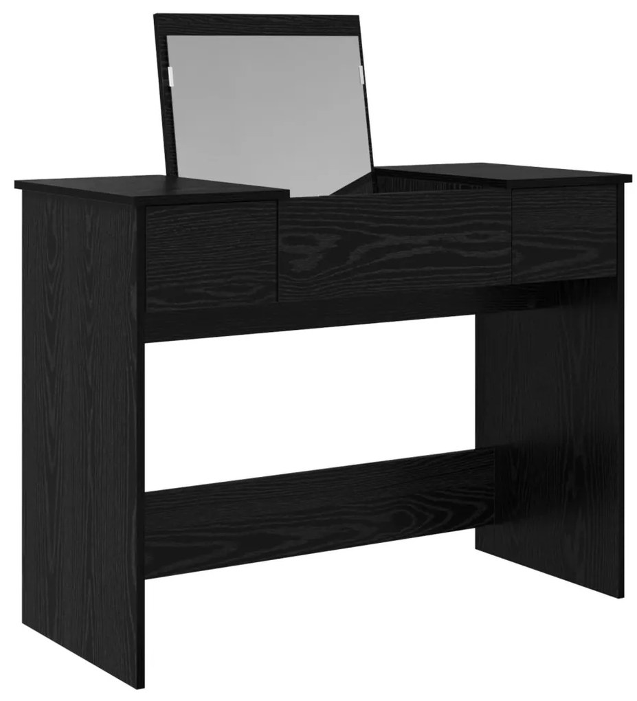 Öltöztető Asztal Tükörrel Fekete Tölgy 100x45x76 cm