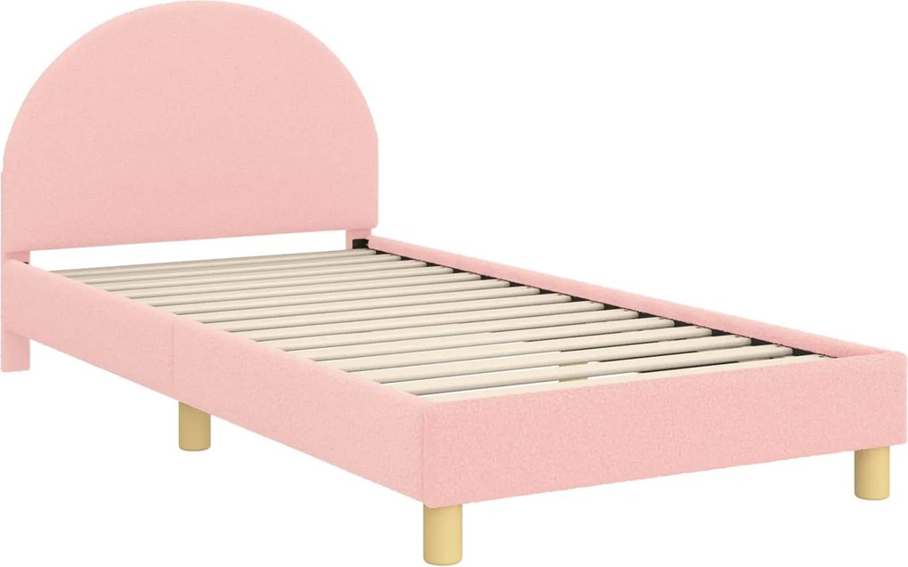 vidaXL Gyerekágy kerettel fejtámlával Rózsaszín 90 x 190 cm Juh Gyapjú