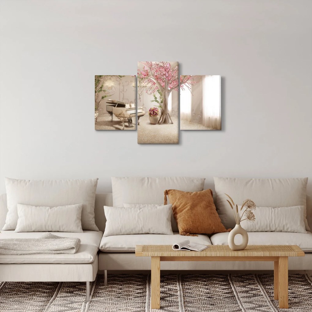 Kép - Álmodozó belső tér zongorával (90x60 cm)