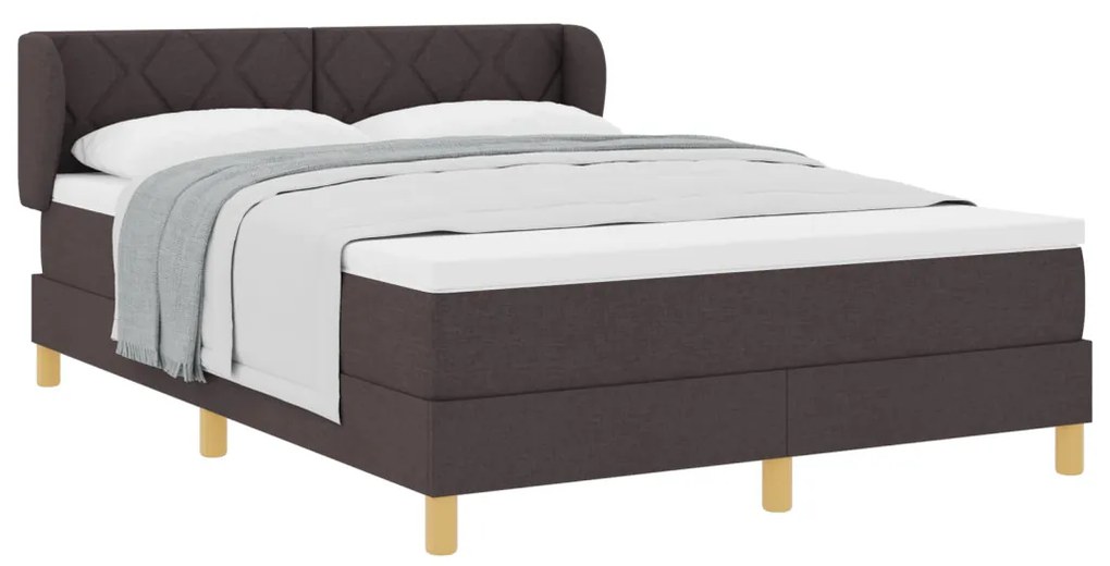 Boxspring Ágy Matrac Nélkül, Sötétbarna, 140x200 cm, Szövet