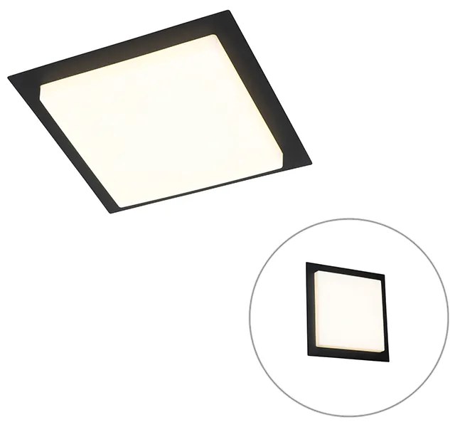 Modern mennyezeti lámpa fekete négyzet alakú LED-del IP44 - Lys