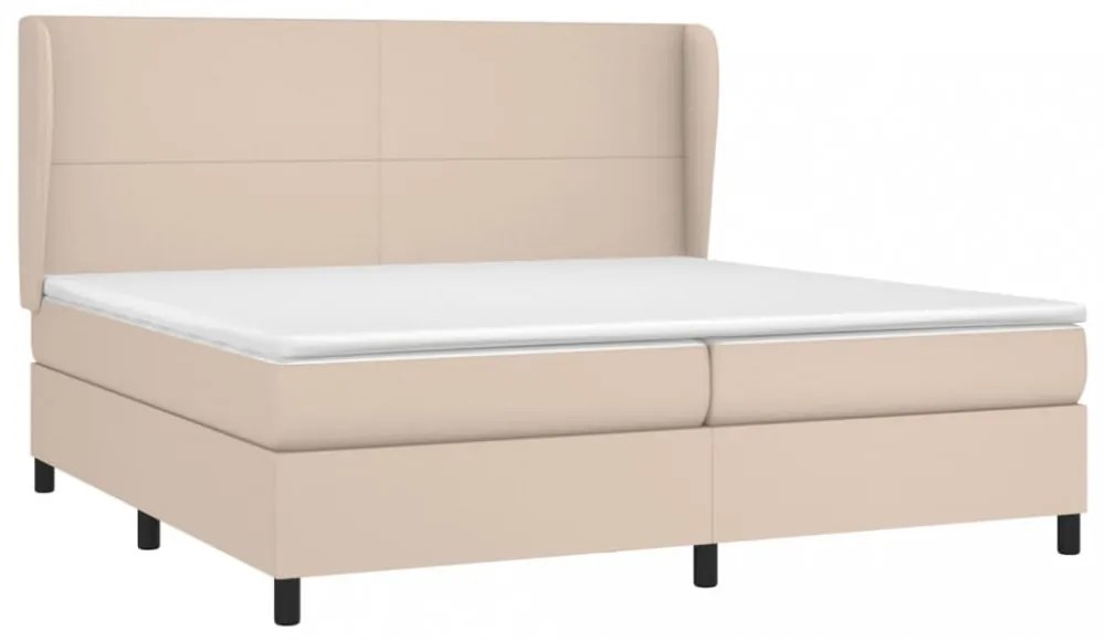 cappuccino színű műbőr rugós ágy matraccal 200 x 200 cm