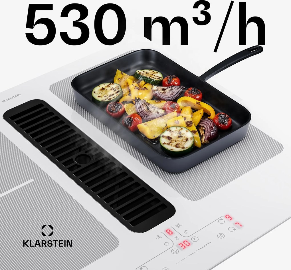 Klarstein Full House főzőlap páraelszívóval | 4 főzőzóna | 7335 W | 530 m³/h | 60 cm