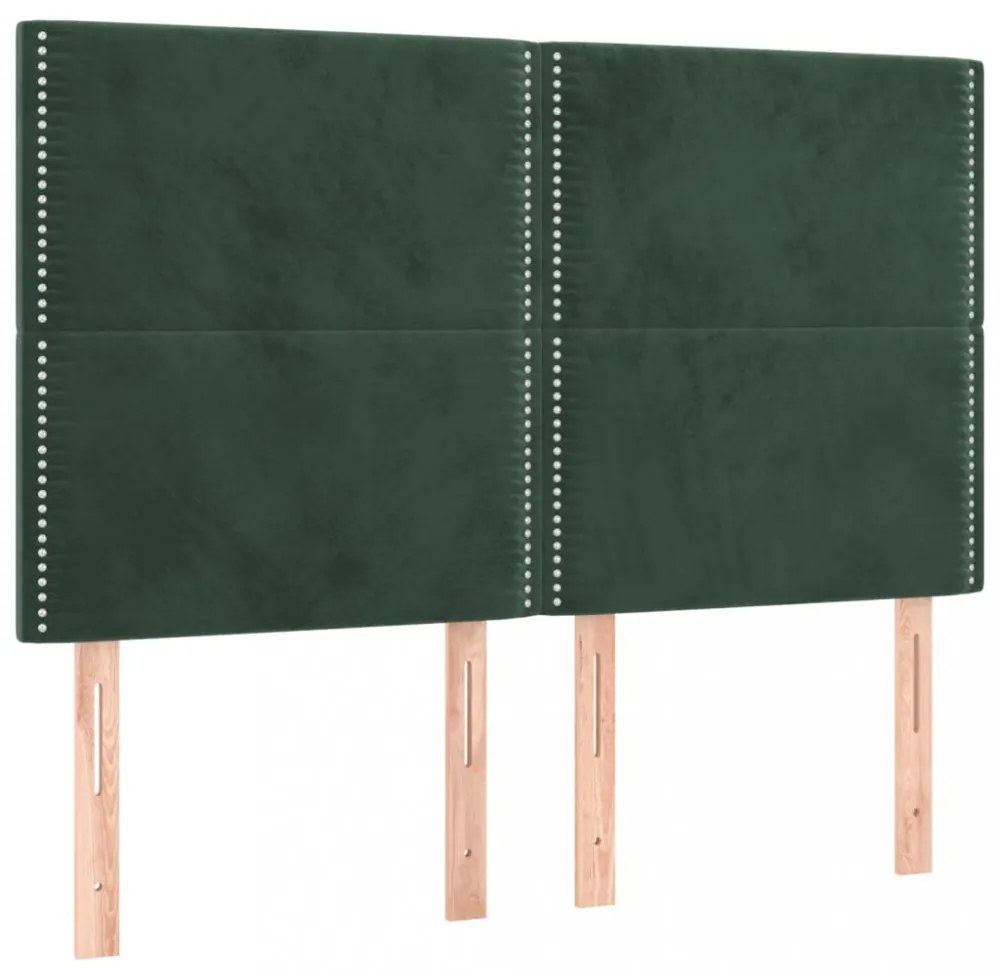 sötétzöld bársony LED-es fejtámla 144x5x118/128 cm