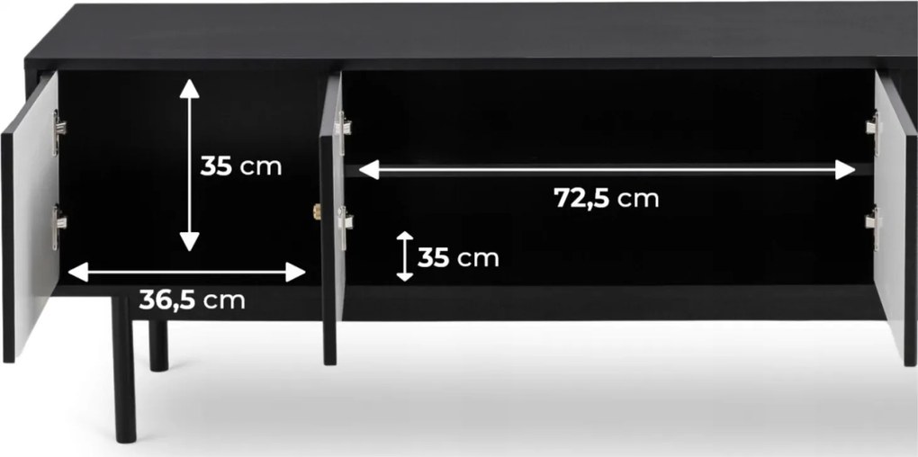 MARLEN TV-szekrény 155 cm, fekete
