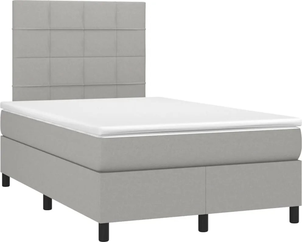 vidaXL világosszürke szövet rugós ágy matraccal 120 x 190 cm