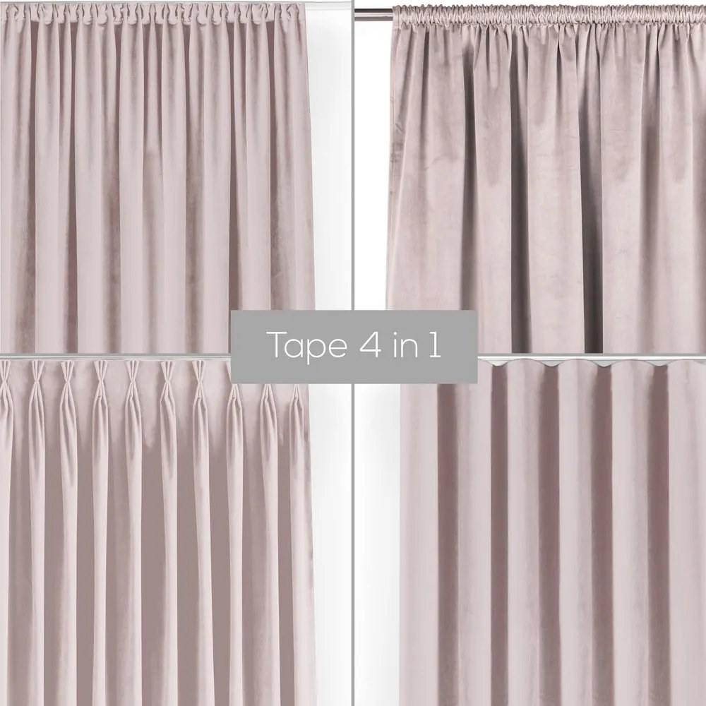 Világos rózsaszín bársony dimout (részleges sötétítő) függöny 530x270 cm Velto – Filumi