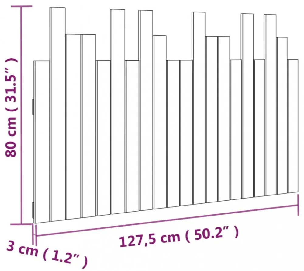 mézbarna tömör fenyőfa fali fejtámla 127,5 x 3 x 80 cm