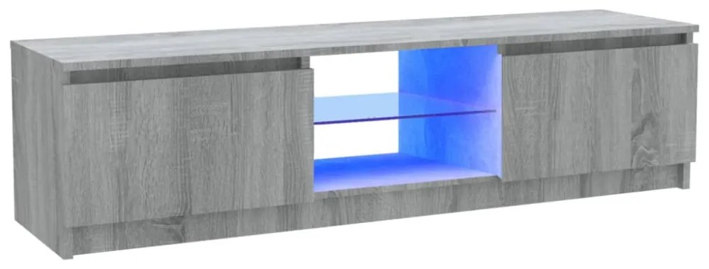 szürke sonoma színű TV-szekrény LED lámpákkal 120 x 30 x 35,5cm