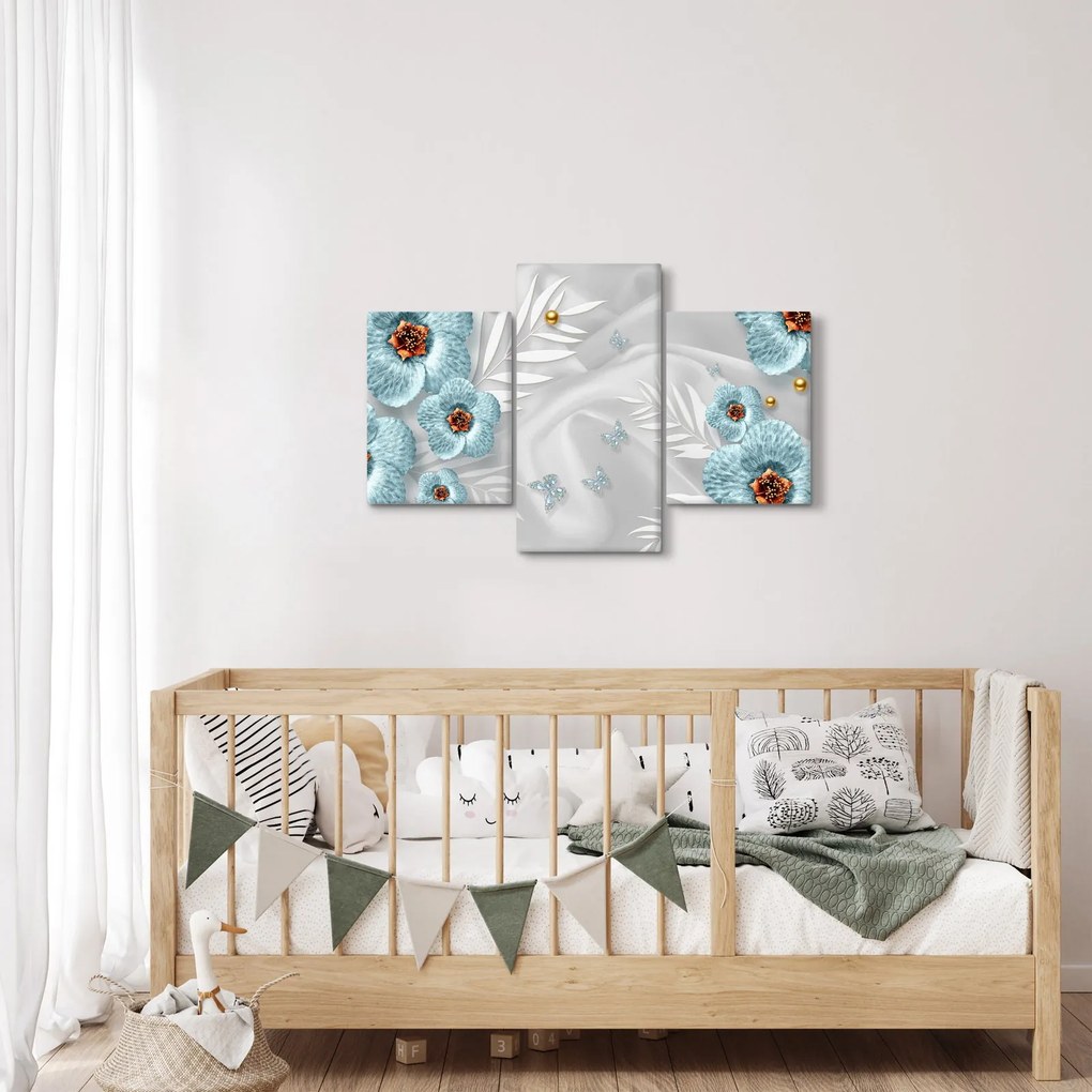 Kép - 3D kék virágok (90x60 cm)