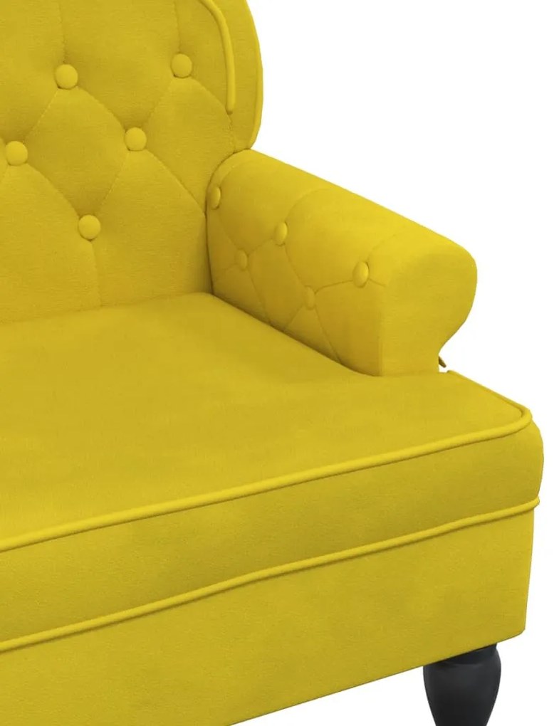 citromsárga bársonypad háttámlával 119,5 x 64,5 x 75 cm