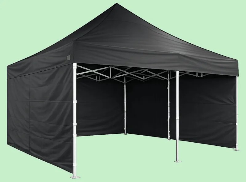 Összecsukható sátor 5×5 m – alumínium hexagon profi, Fekete