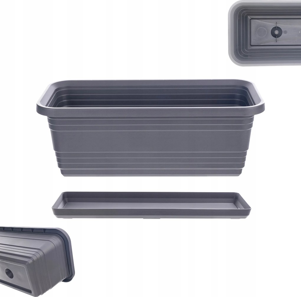 Erkély Virágtartó Doboz Virágtartó 40cm Antracit Állvány