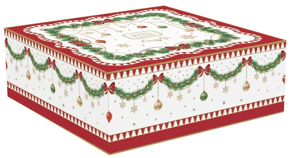 Karácsonyi porcelán csillag alakú tálka hintalovas díszdobozban Magie de Noel