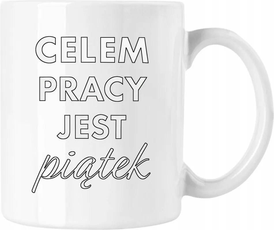 Vicces "munka hétvége péntek" bögre, fehér, 330 ml