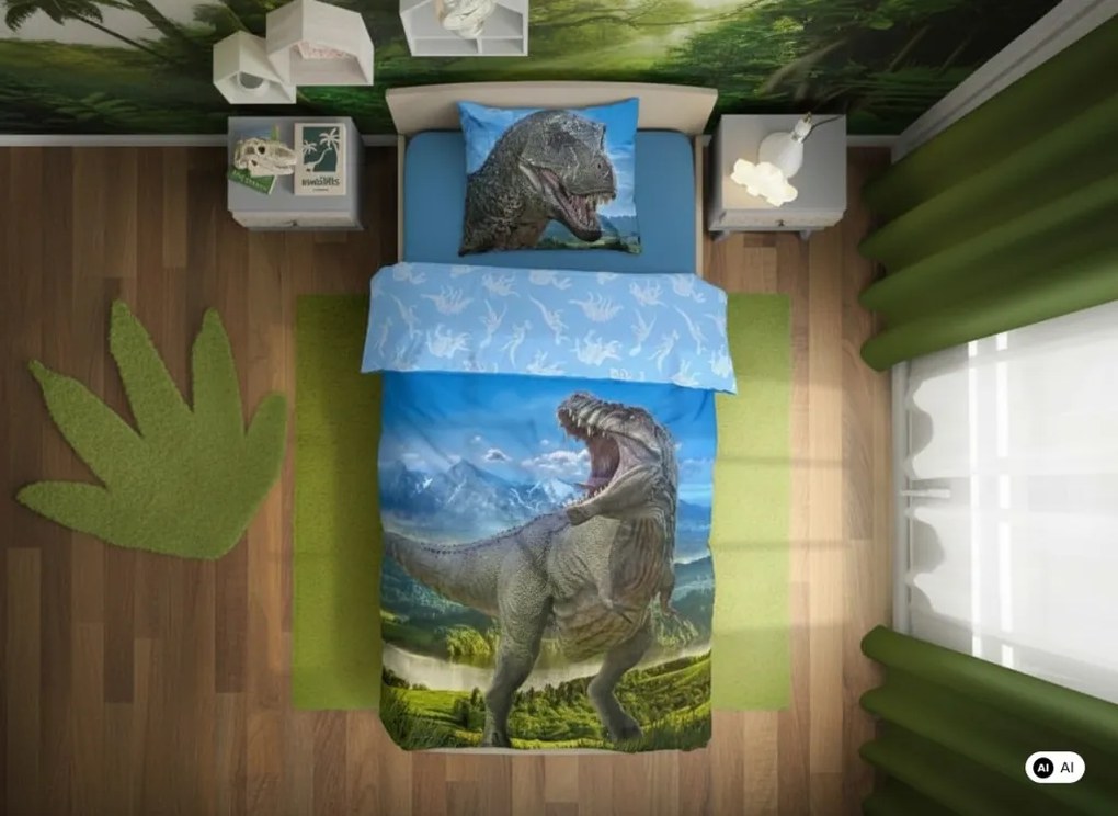 Dinoszaurusz T-Rex ágyneműhuzat 140×200cm, 70×90 cm