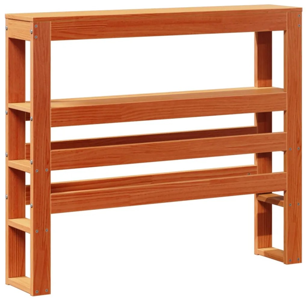 viaszbarna tömör fenyőfa fejtámla polcokkal 90 cm