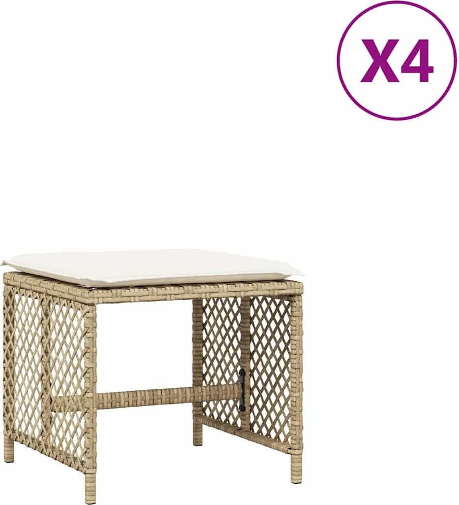 vidaXL 4 db bézs polyrattan kerti szék párnával 41 x 41 x 36 cm