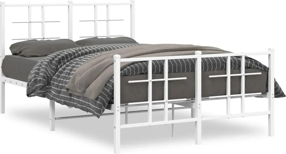 vidaXL fehér fém ágykeret fej- és lábtámlával 120x200 cm