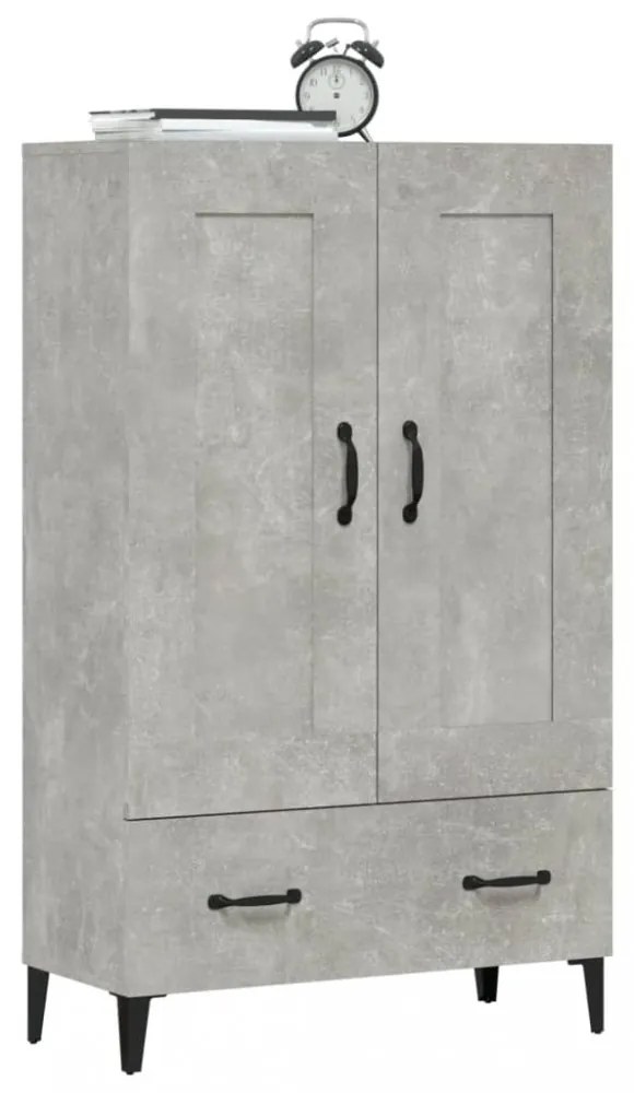 betonszürke szerelt fa magasszekrény 70 x 31 x 115 cm