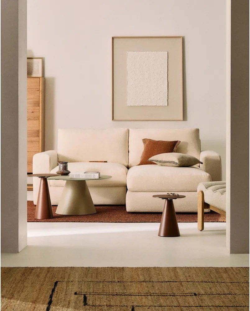 Bézs zsenília sarokkanapé (jobb oldali-heverő résszel) Alea – Kave Home