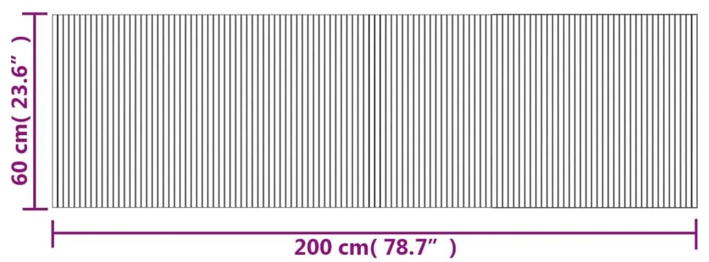 négyszögletű szürke bambusz szőnyeg 60 x 200 cm