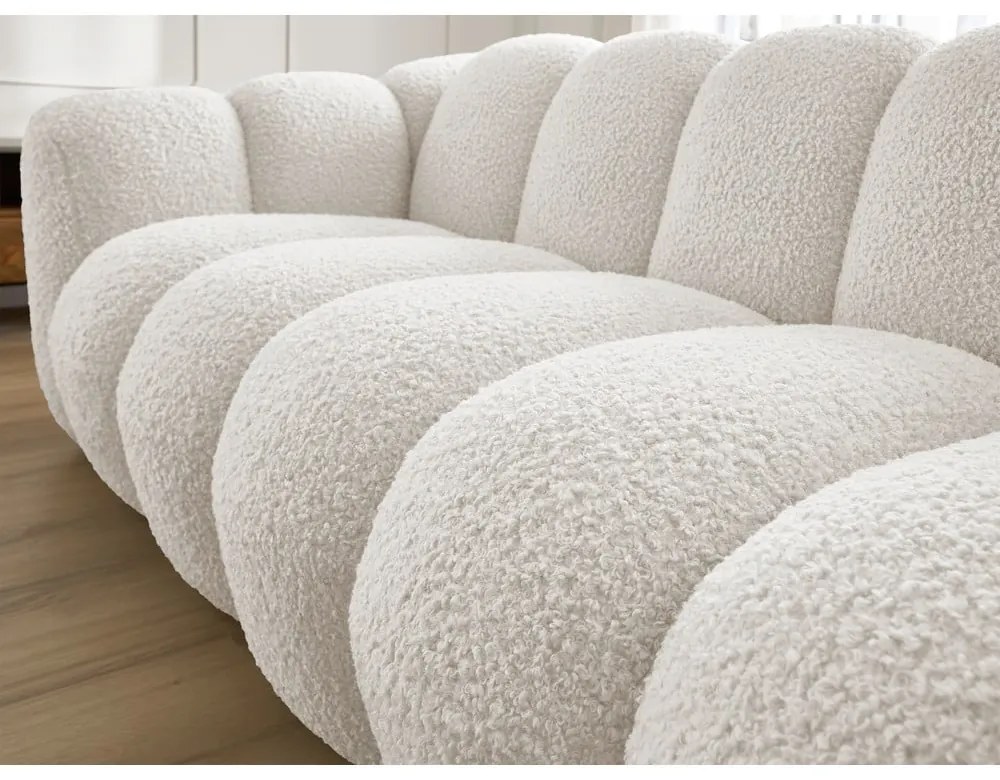 Fehér buklé kanapé 232 cm Hippolyte – Bobochic Paris