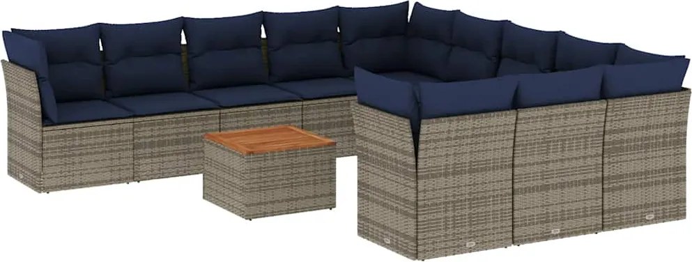 vidaXL 12 részes szürke polyrattan kerti ülőgarnitúra párnákkal