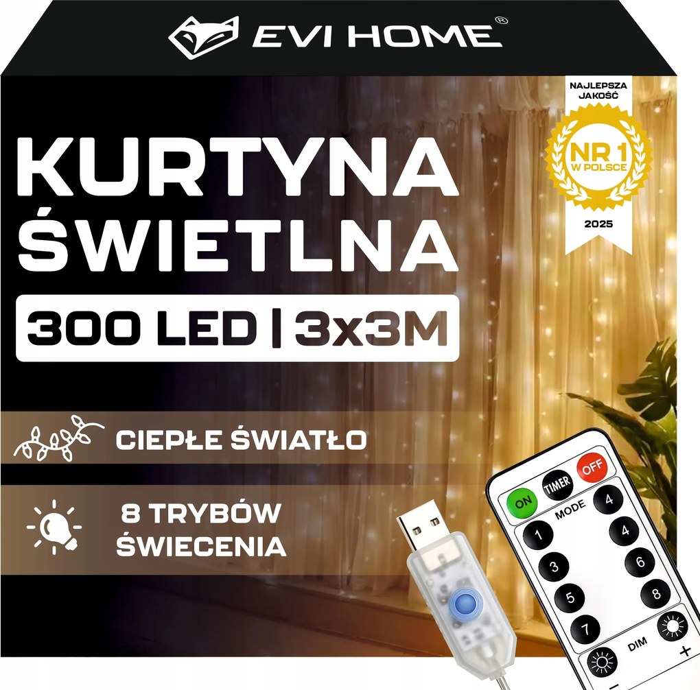 Led Fényfüggöny 3x3 Lámpa 300 Karácsonyi Karácsonyi Füzér Meleg XL