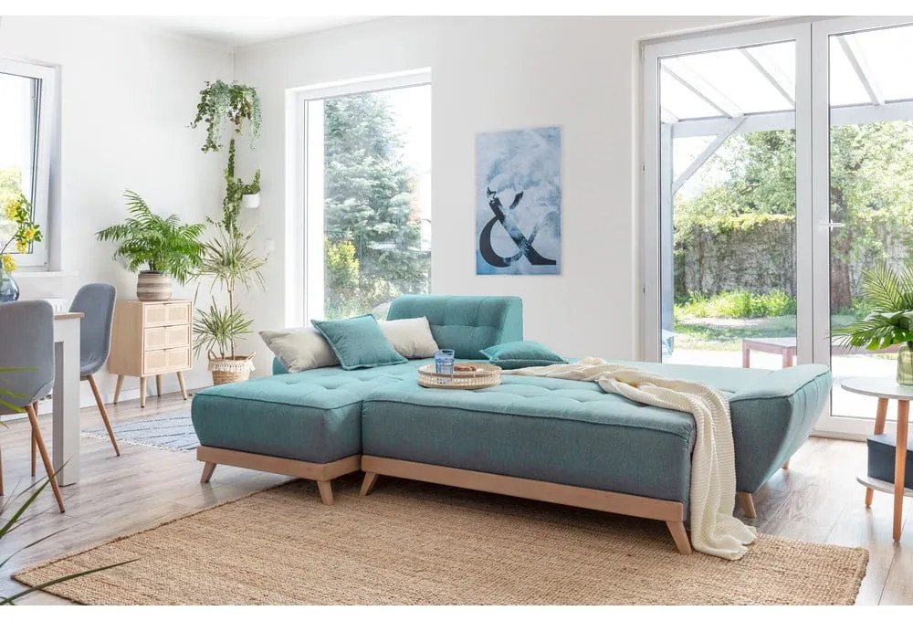 Türkiz kinyitható sarokkanapé (variálható) Dazzling Daisy – Miuform