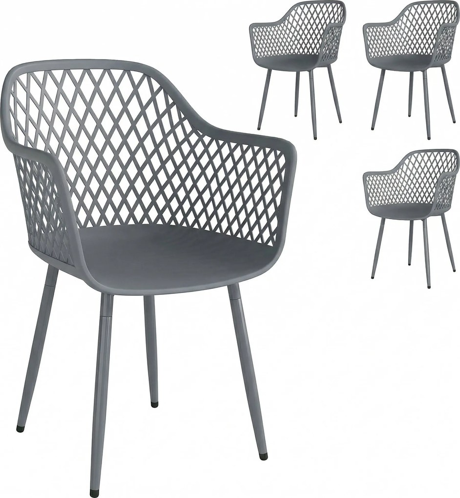 Outsunny 4 darabos kerti szék — UV-álló műanyag ülés, karfa, porfestett fém lábak, 120 kg | Aosom