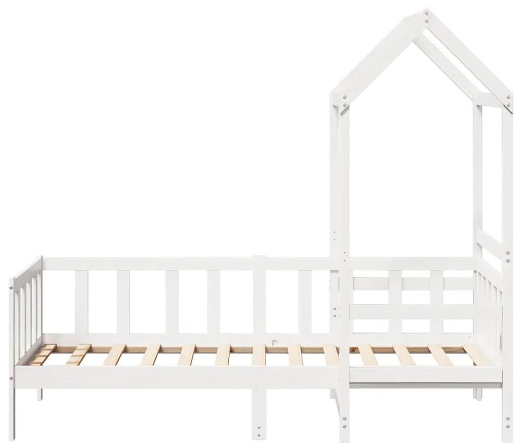 fehér tömör fenyőfa kanapéágy és pad tetővel 80 x 200 cm
