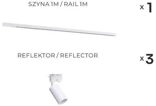 Zuma Line 3553 - Sínrendszeres irányítható spotlámpa TUBE 3xGU10/35W/230V fehér