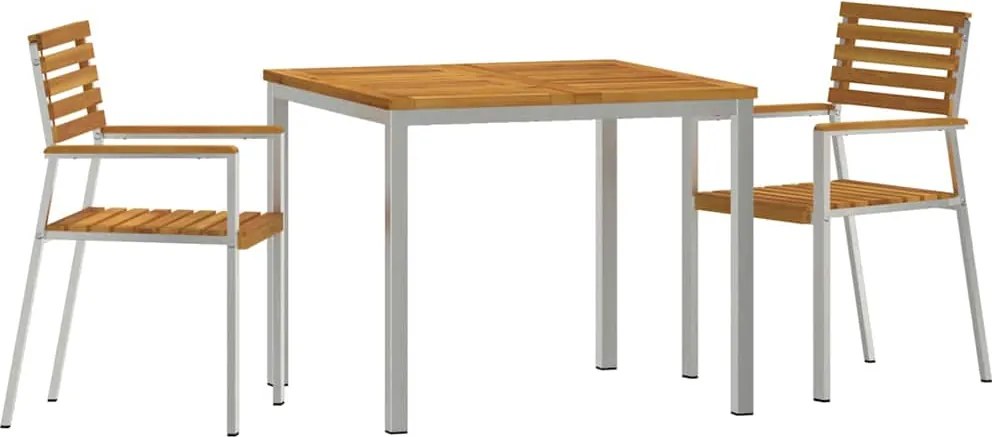 vidaXL Kert étkező szett 3 pcs Barna Tömör Akácfa
