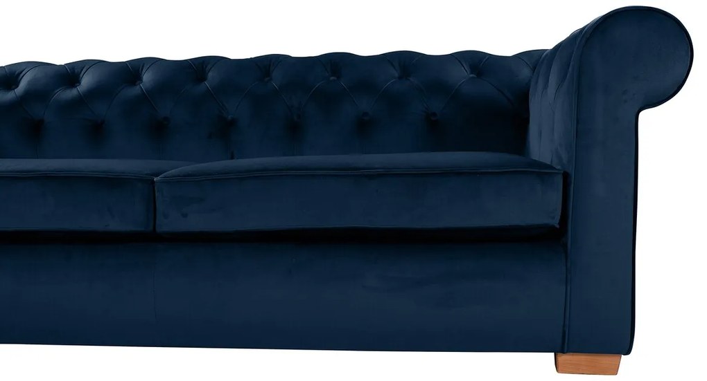 Oxford Chesterfield Kihúzhatós kanapé, 88x216x75 cm, 3 személyes, sötétkék