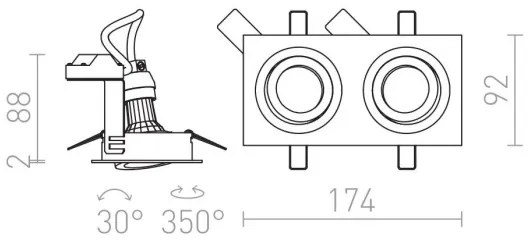 RED - Design Rendl - R12713- Beépíthető lámpa PASADENA 2xGU10/50W/230V
