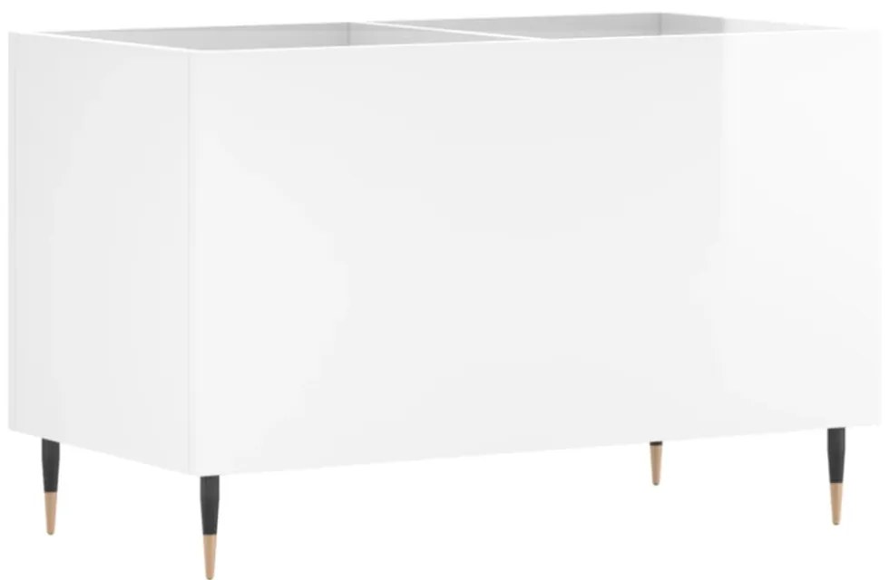 magasfényű fehér szerelt fa hanglemezszekrény 74,5x38x48 cm