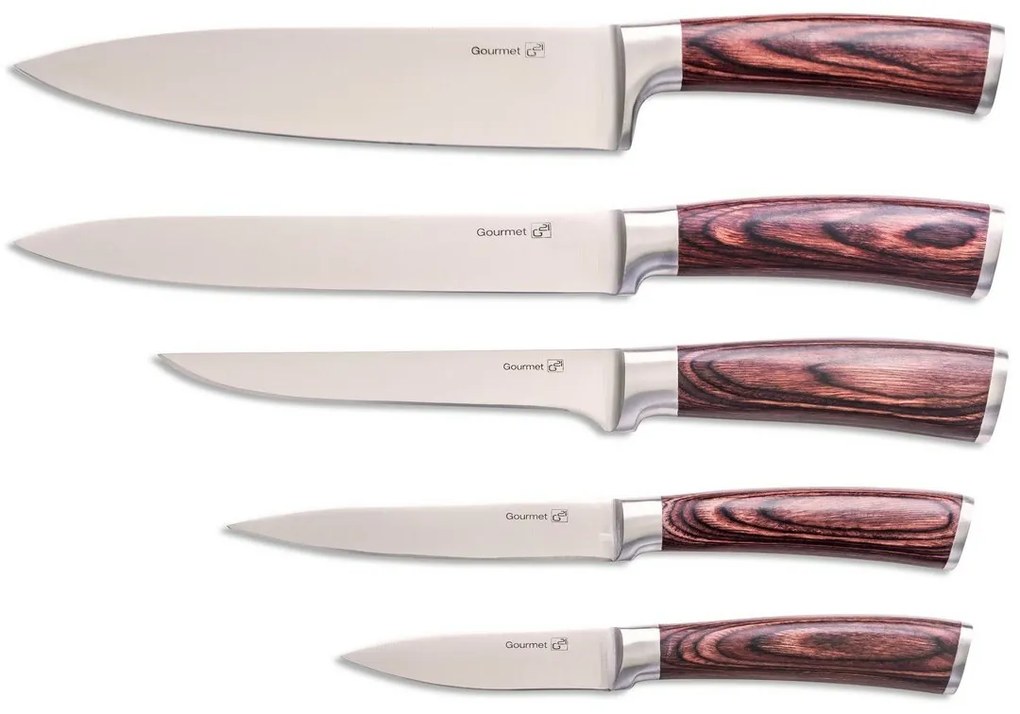 G21 Gourmet Nature késkészlet 5 db + bambusz blokk