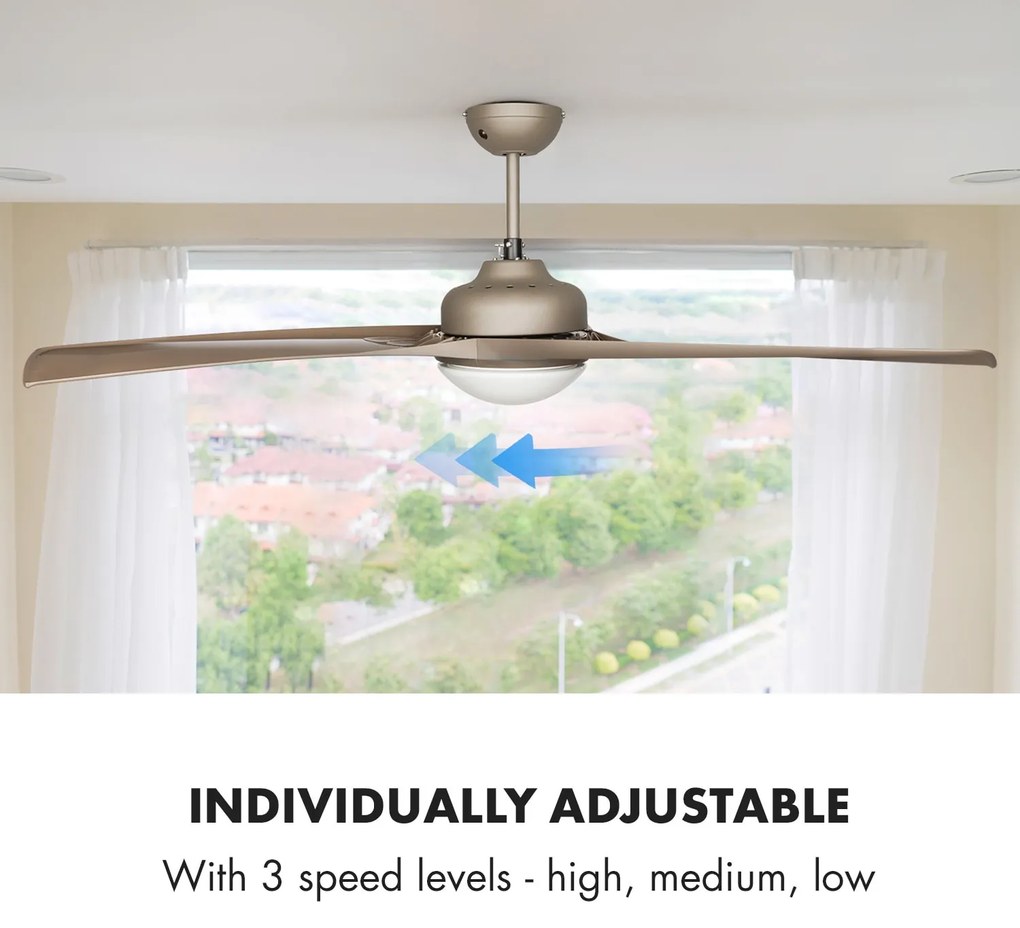 Figo, titán, mennyezeti ventilátor, 52", 55 W, mennyezeti lámpa, 2 x 42 W, távirányító