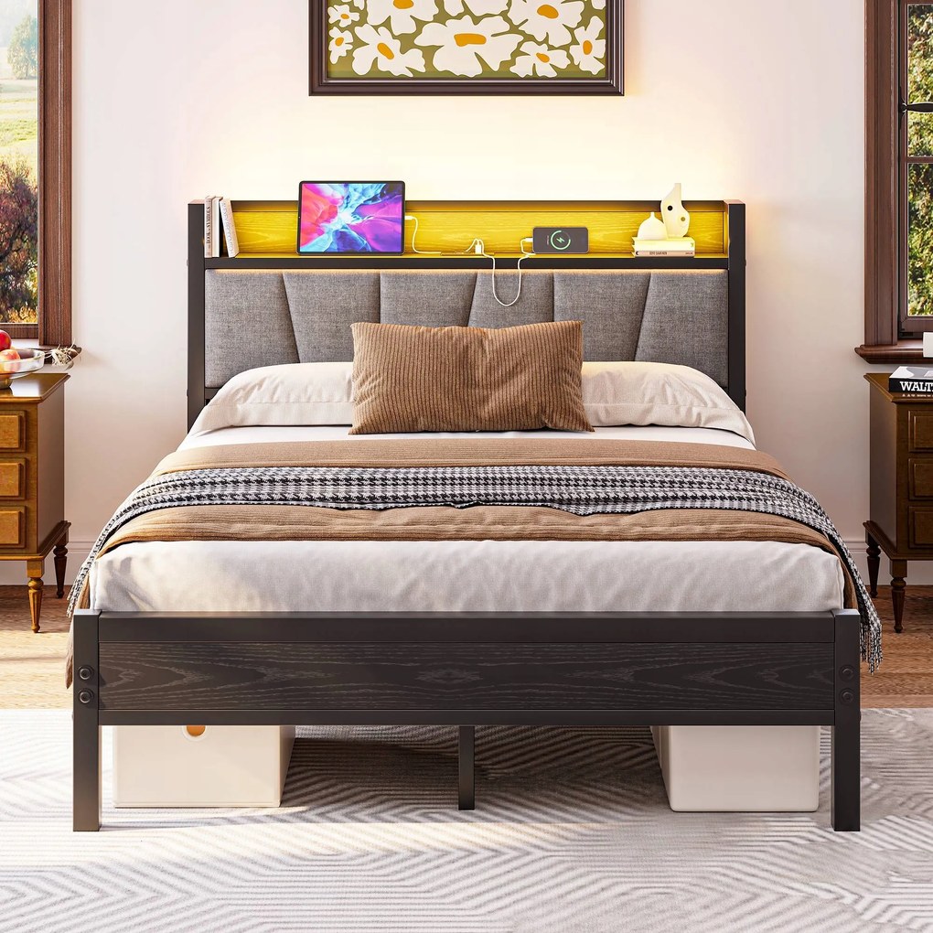 Gyerekágy Egyszemélyes ágy Usb port Led Fém keret 120x200cm