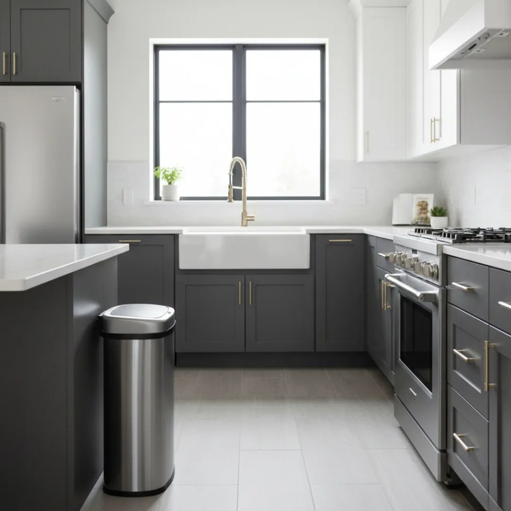 DEUS érzékelős szemetes, 58 liter, ezüst Jurhan