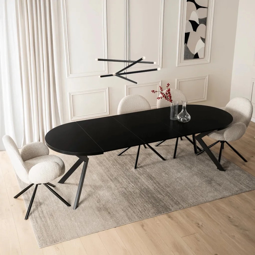 Bővíthető étkezőasztal Fekete színben. 100-250 cm Lukas