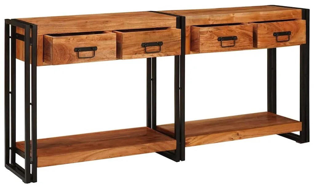 Konzolasztalok 2 pcs Barna 160 x 33 x 75 cm Tömör Akáciafa