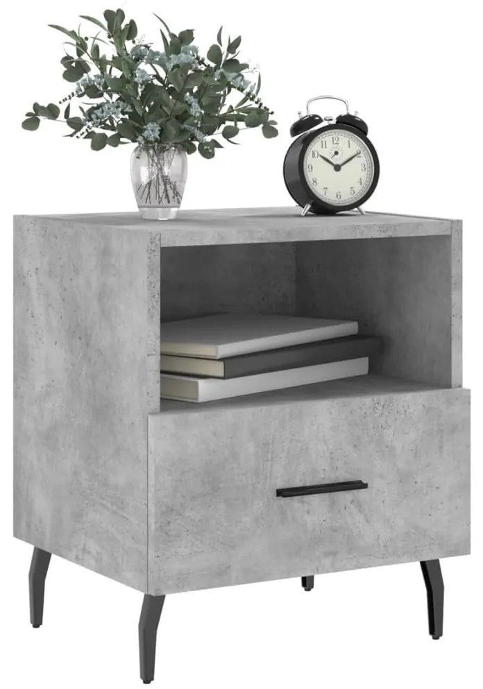 2 db betonszürke szerelt fa éjjeliszekrény 40 x 35 x 47,5 cm